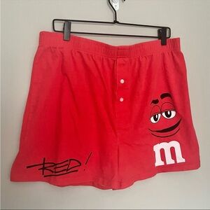 🎁3/$30 M&M Store 2016 Boxer Shorts Boxer Underwear Sleep Shorts Red M&M Size XL